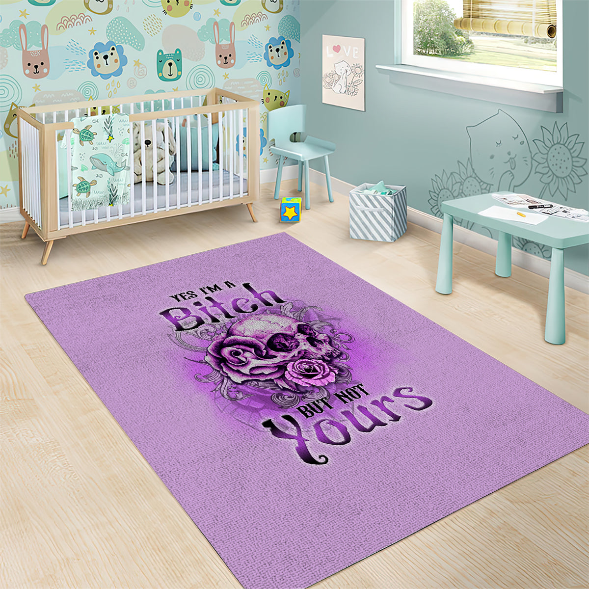 yes-im-a-b-but-not-yours-purple-area-rug