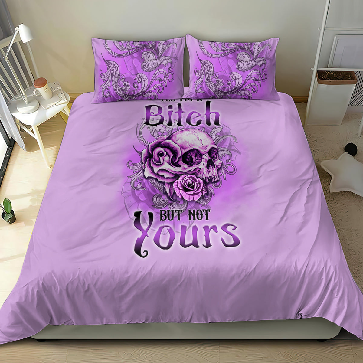 yes-im-a-b-but-not-yours-purple-bedding-set