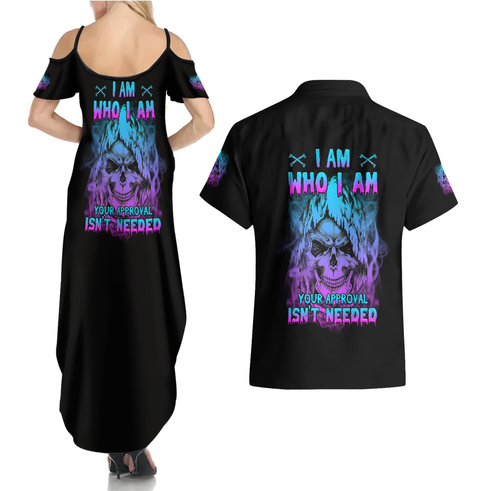 i-am-who-i-am-your-approval-isnt-needed-couples-matching-summer-maxi-dress-and-hawaiian-shirt