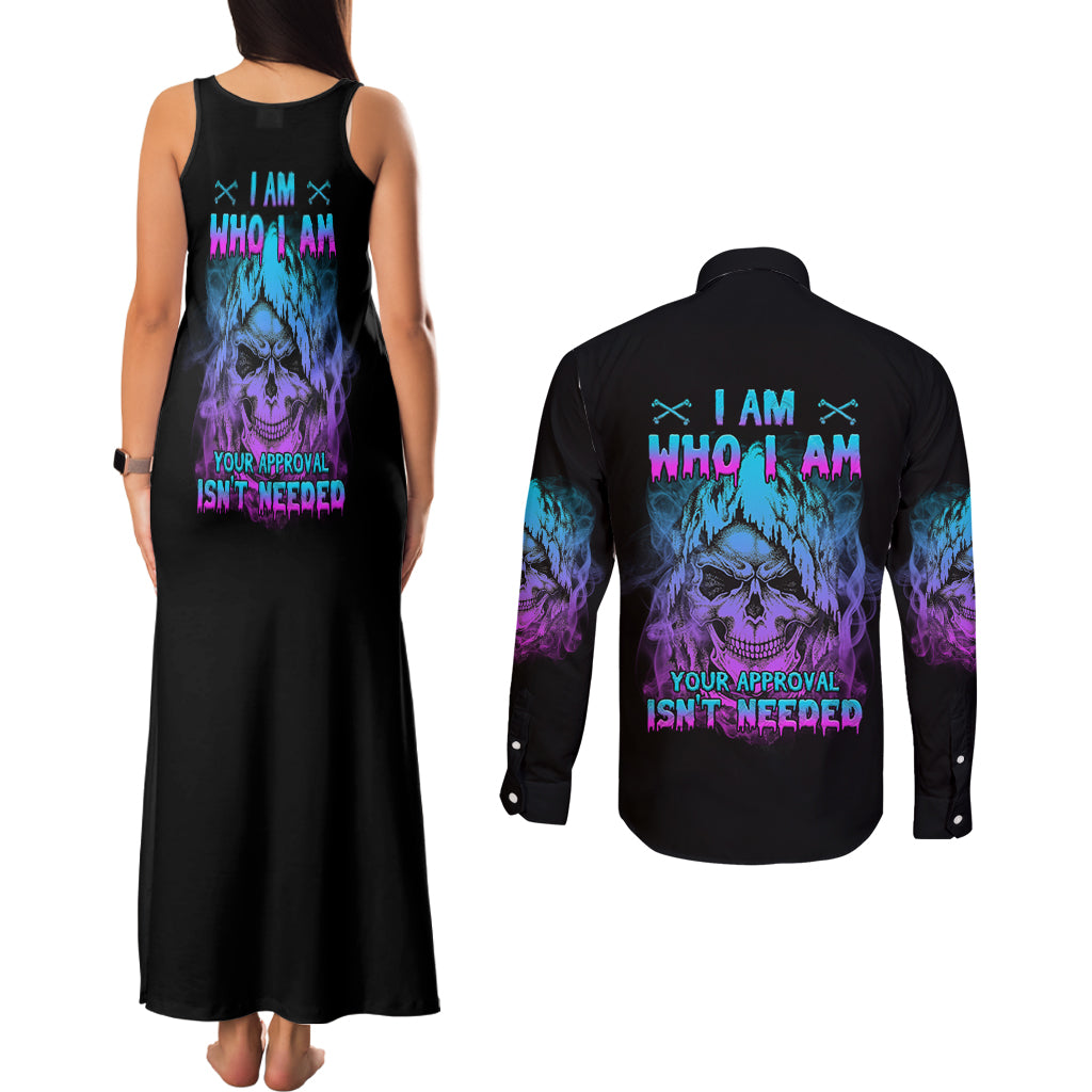 i-am-who-i-am-your-approval-isnt-needed-couples-matching-tank-maxi-dress-and-long-sleeve-button-shirt