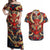 Oni Couples Matching Off Shoulder Maxi Dress and Hawaiian Shirt Japan Art Style