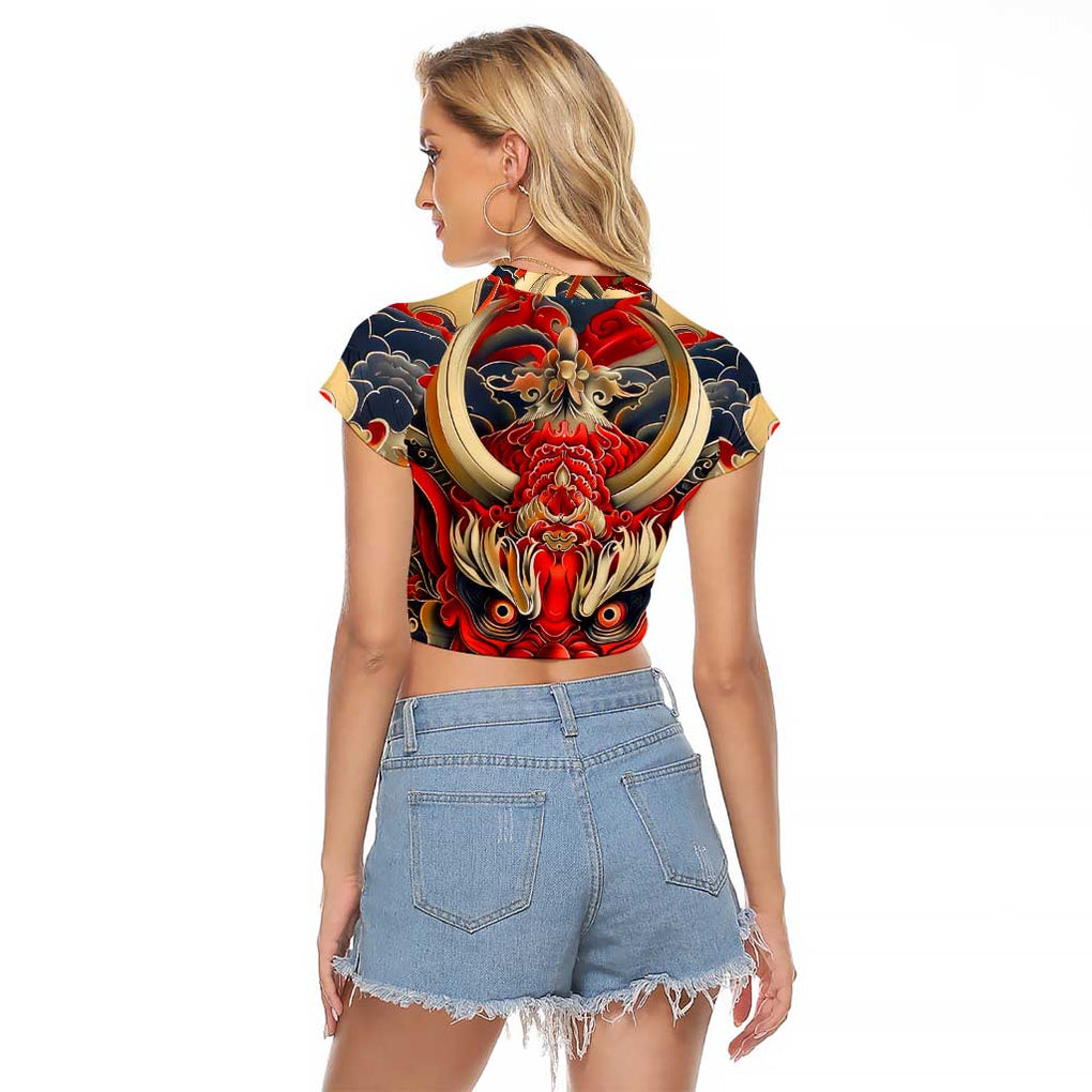 Oni Raglan Cropped T Shirt Japan Art Style