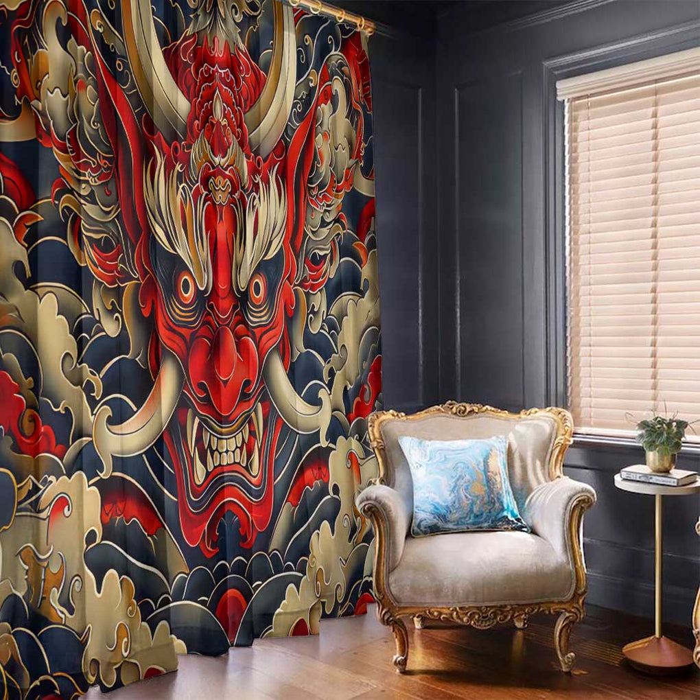 Oni Window Curtain Japan Art Style