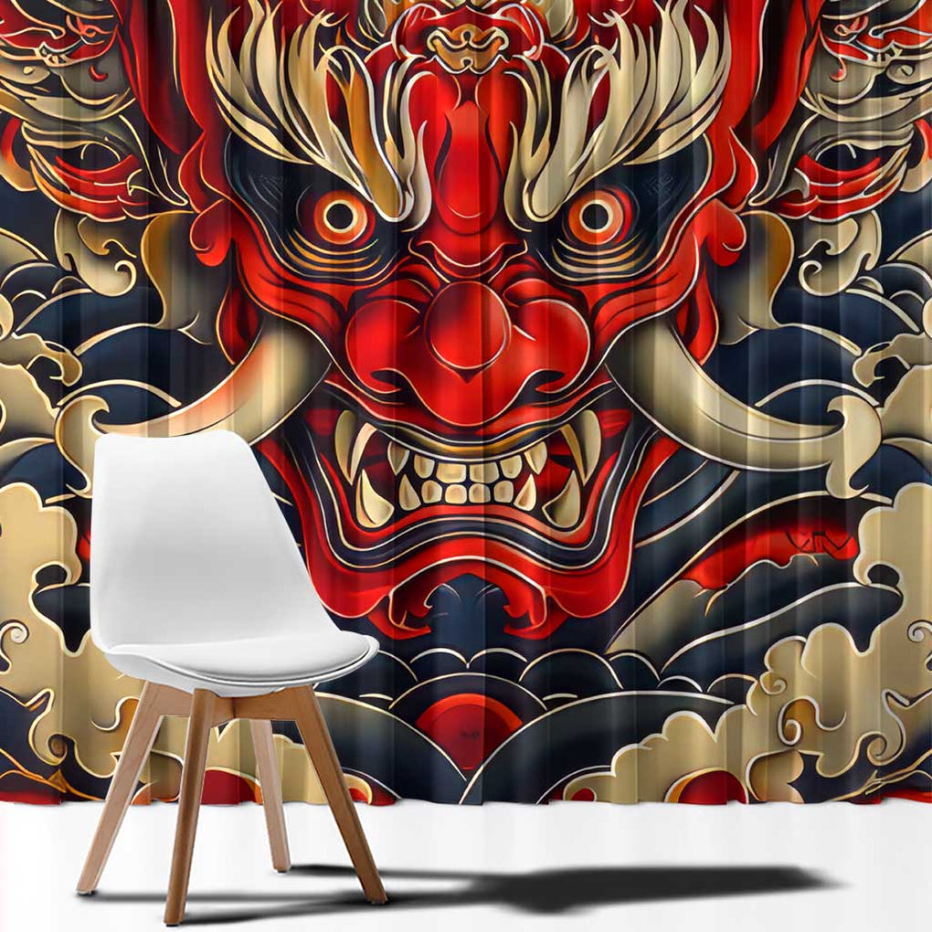Oni Window Curtain Japan Art Style