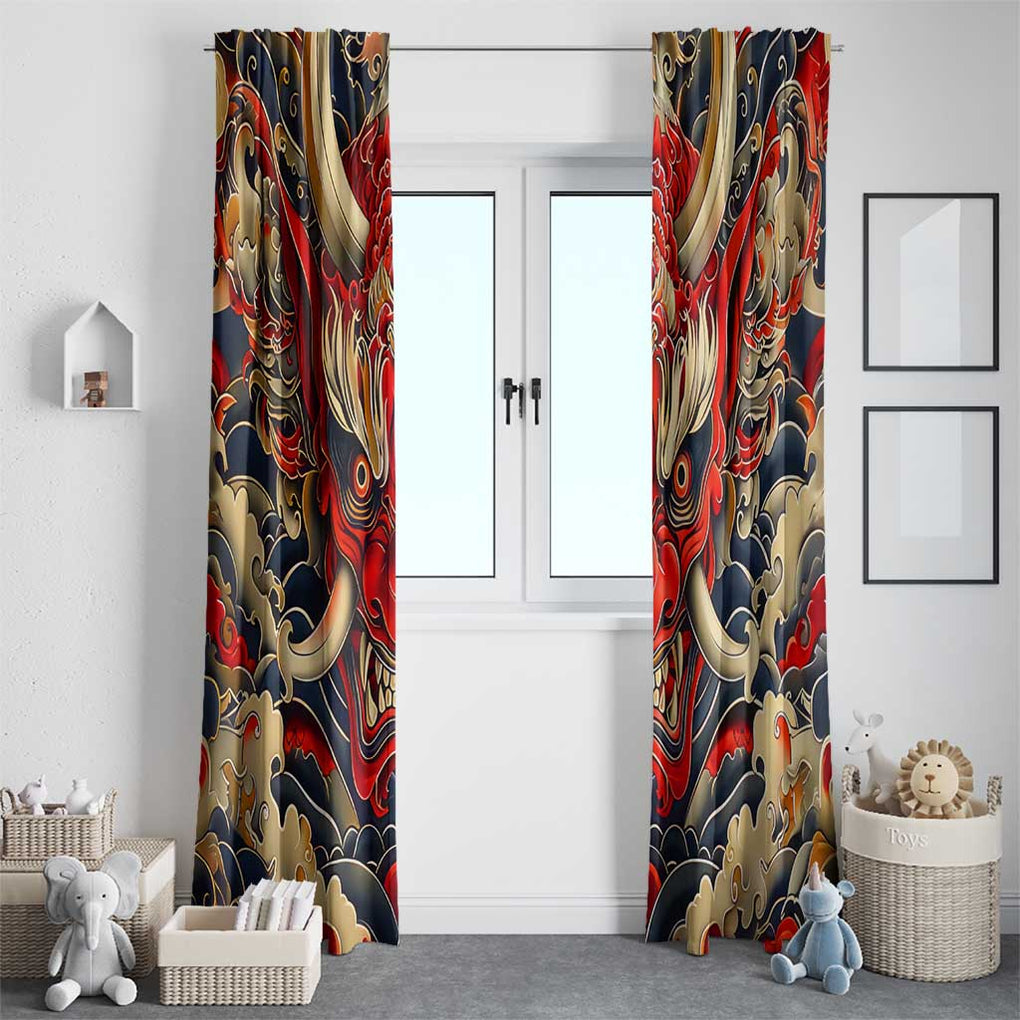 Oni Window Curtain Japan Art Style