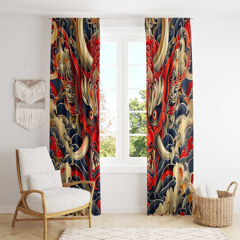 Oni Window Curtain Japan Art Style