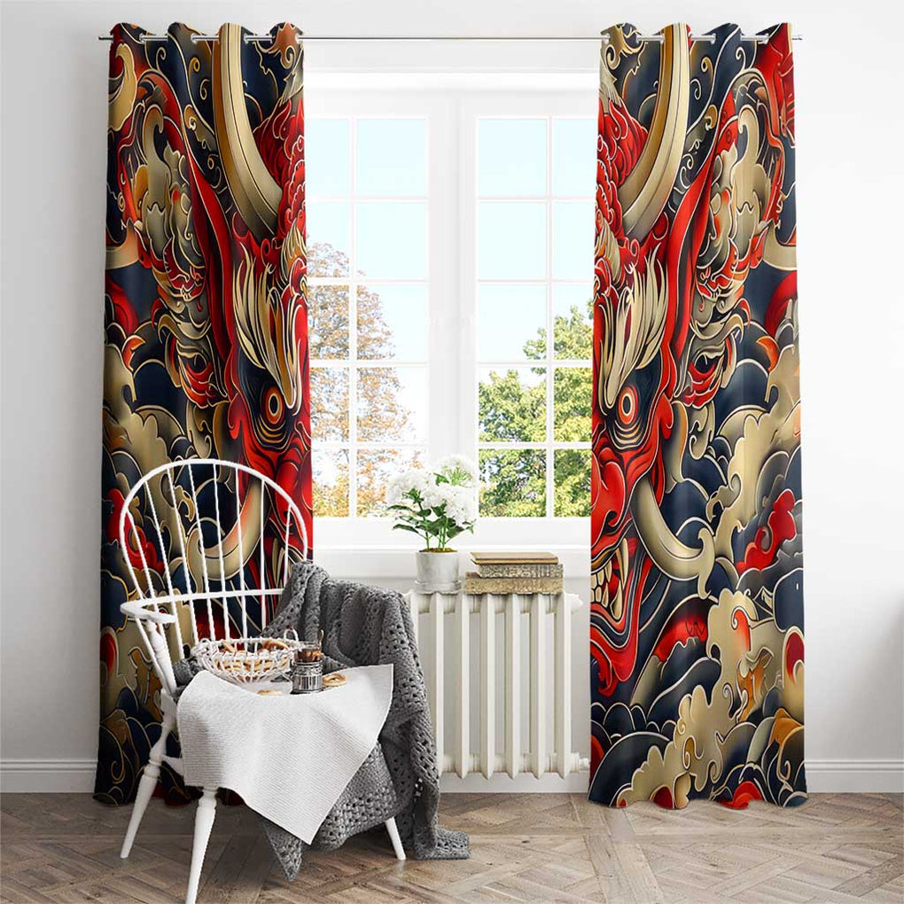 Oni Window Curtain Japan Art Style