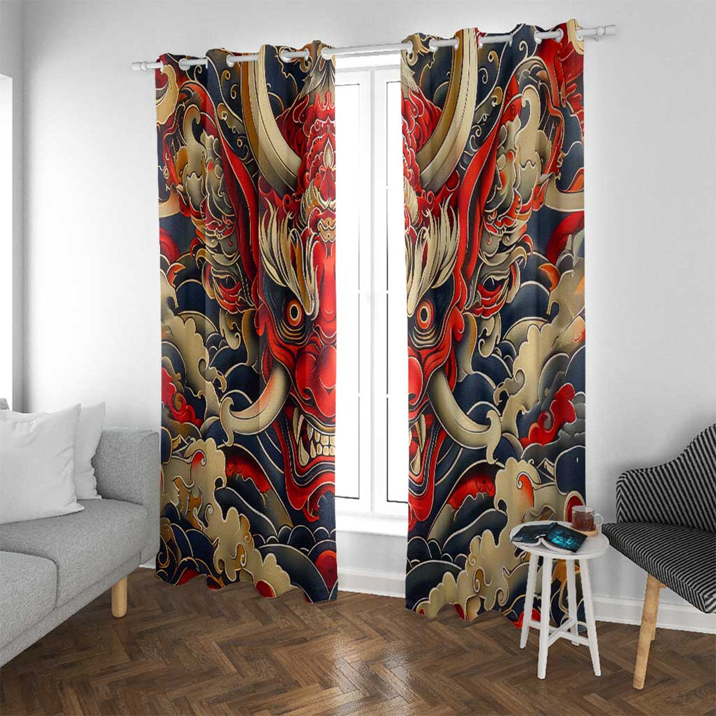 Oni Window Curtain Japan Art Style