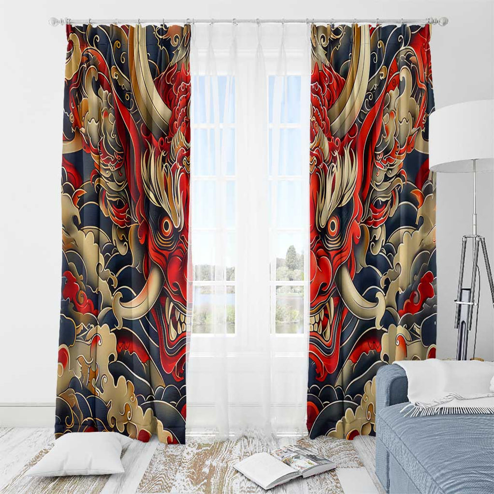 Oni Window Curtain Japan Art Style