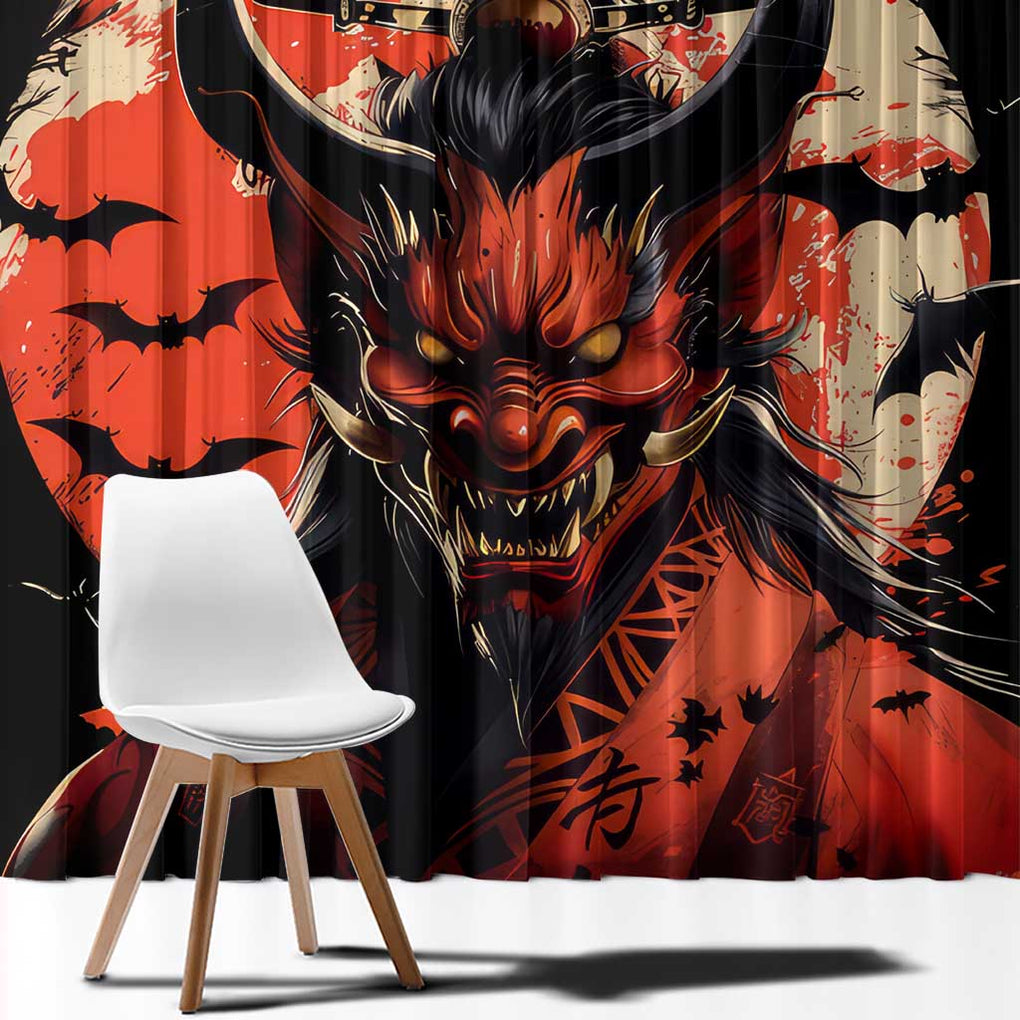 Oni Demon Window Curtain Japan Art Style