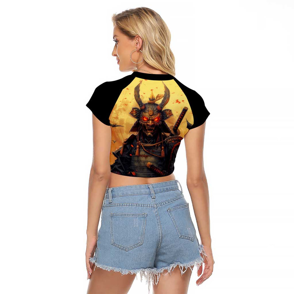 Samurai Halloween Raglan Cropped T Shirt Japan Art Style