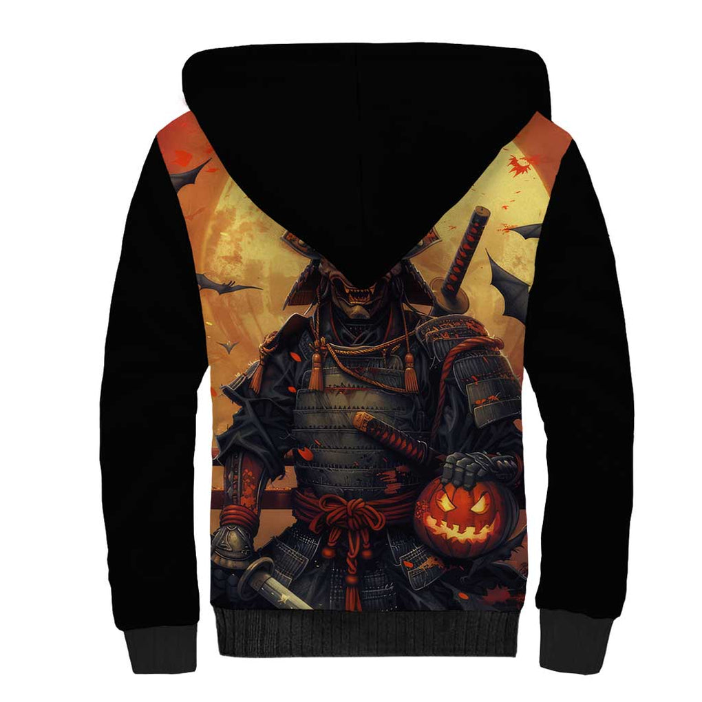 Samurai Halloween Sherpa Hoodie Japan Art Style