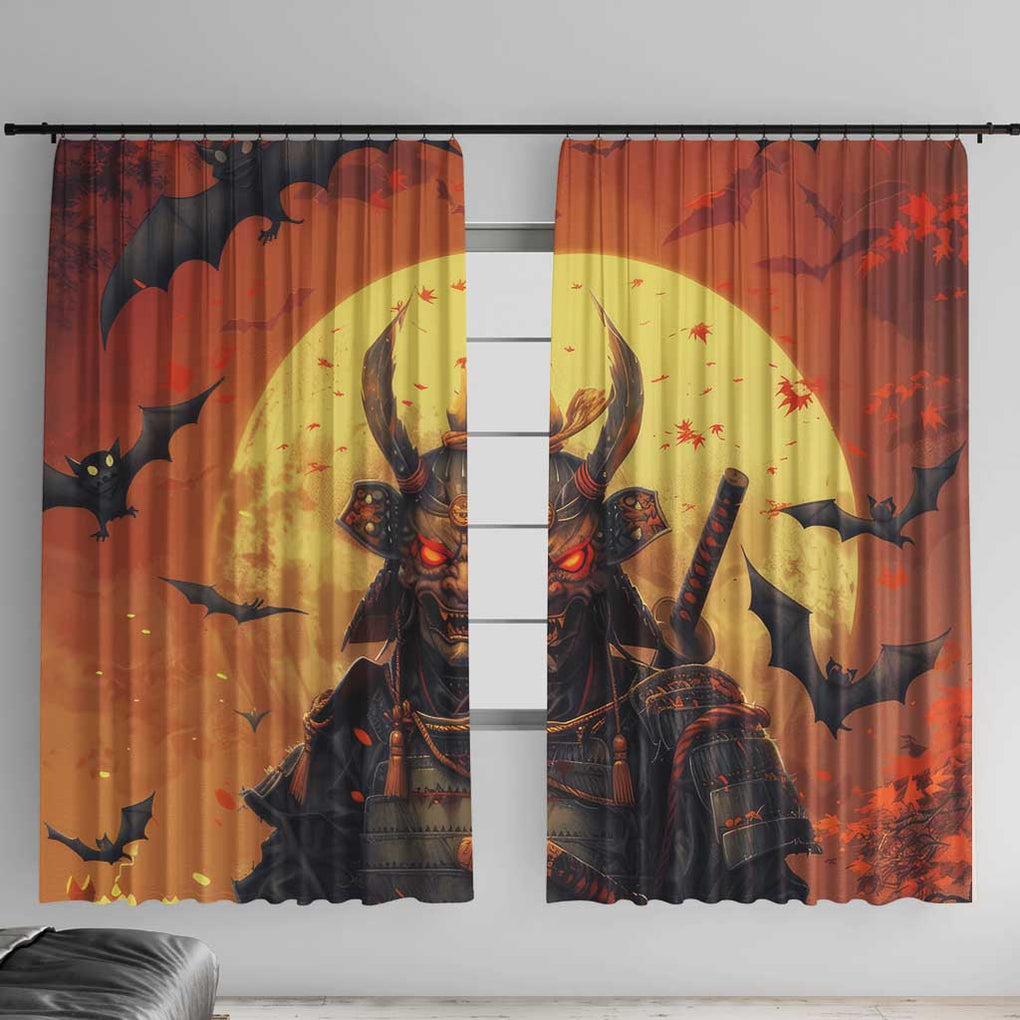 Samurai Halloween Window Curtain Japan Art Style