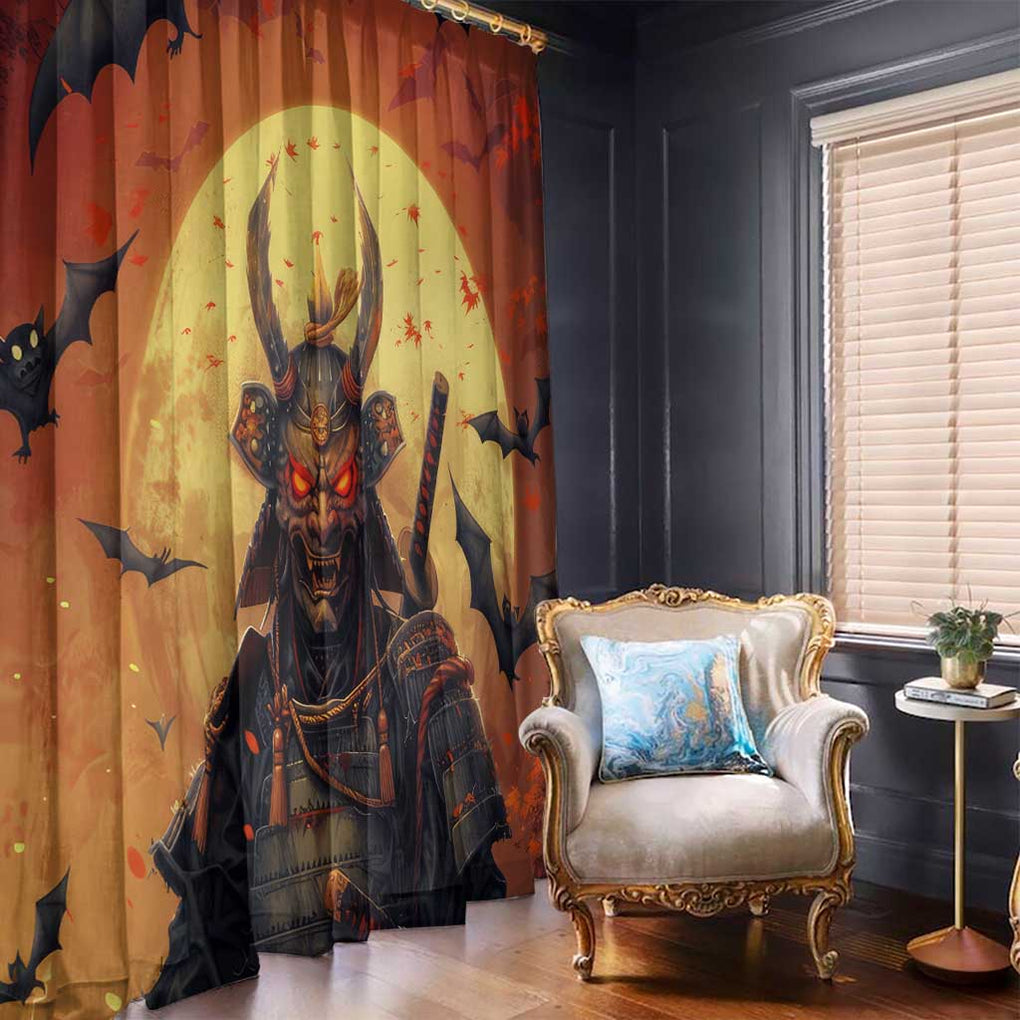 Samurai Halloween Window Curtain Japan Art Style