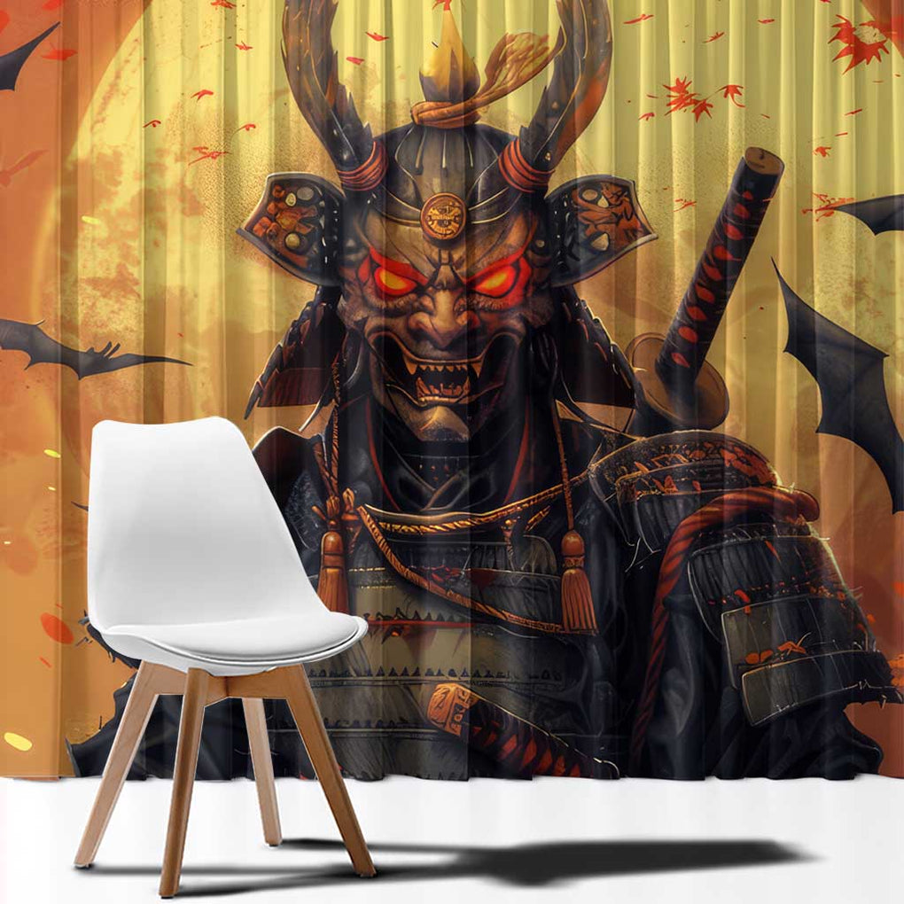 Samurai Halloween Window Curtain Japan Art Style