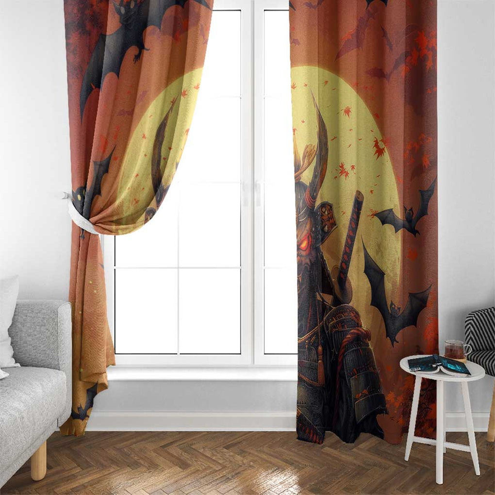 Samurai Halloween Window Curtain Japan Art Style