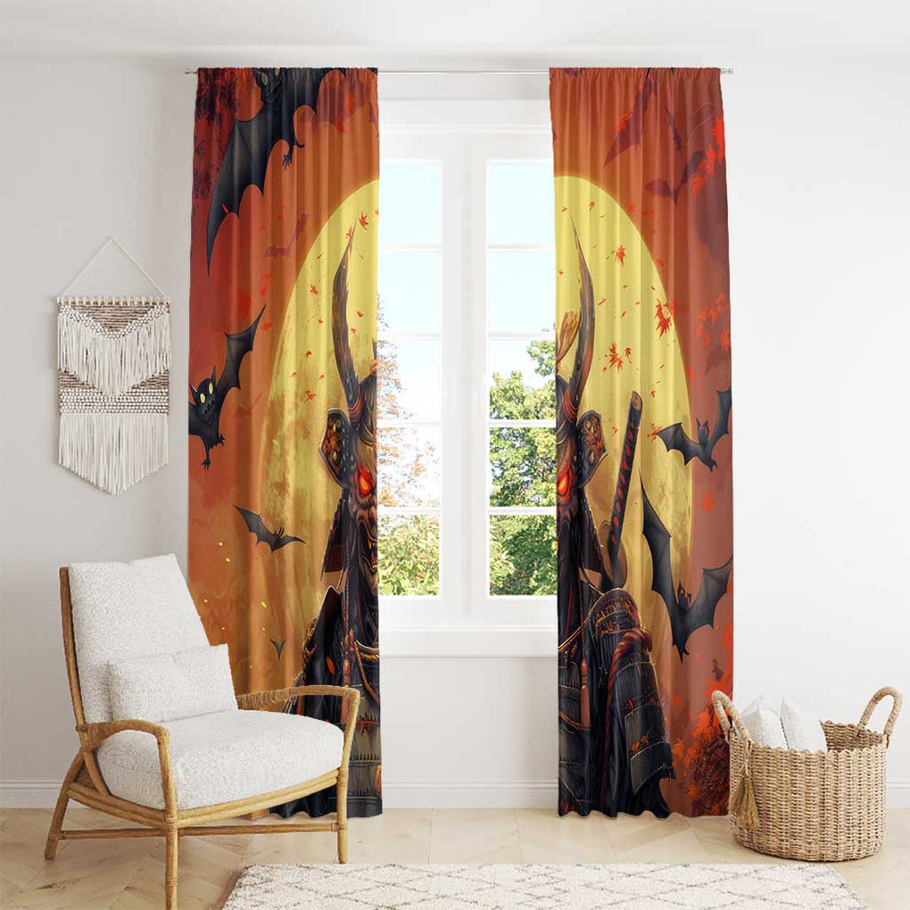 Samurai Halloween Window Curtain Japan Art Style