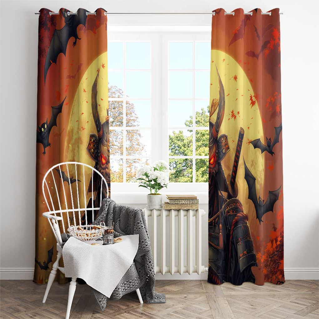Samurai Halloween Window Curtain Japan Art Style