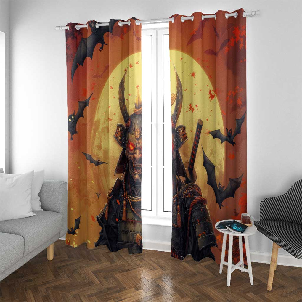 Samurai Halloween Window Curtain Japan Art Style