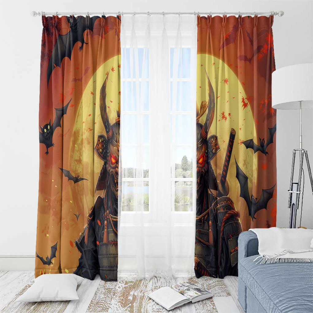 Samurai Halloween Window Curtain Japan Art Style