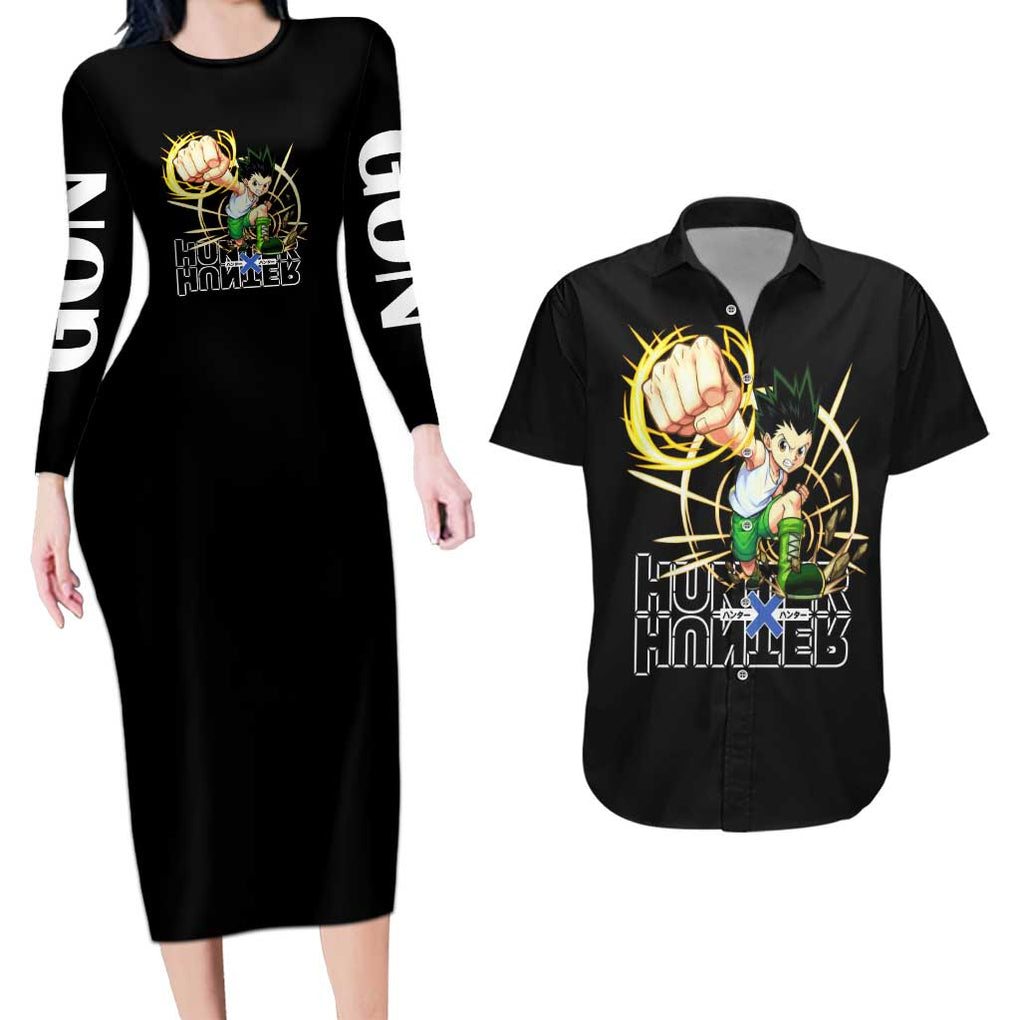 Gon - Hunter X Hunter Couples Matching Long Sleeve Bodycon Dress and Hawaiian Shirt Anime Style