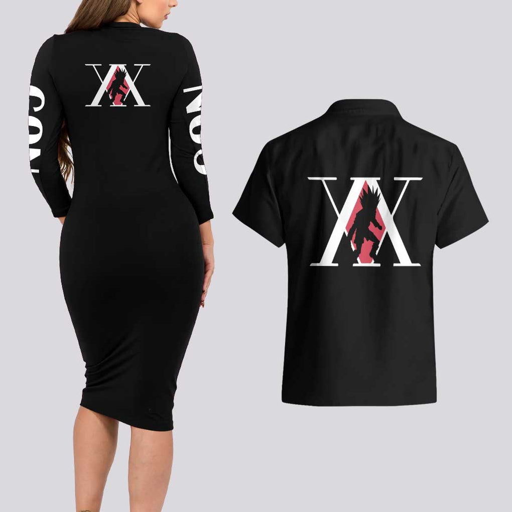 Gon - Hunter X Hunter Couples Matching Long Sleeve Bodycon Dress and Hawaiian Shirt Anime Style