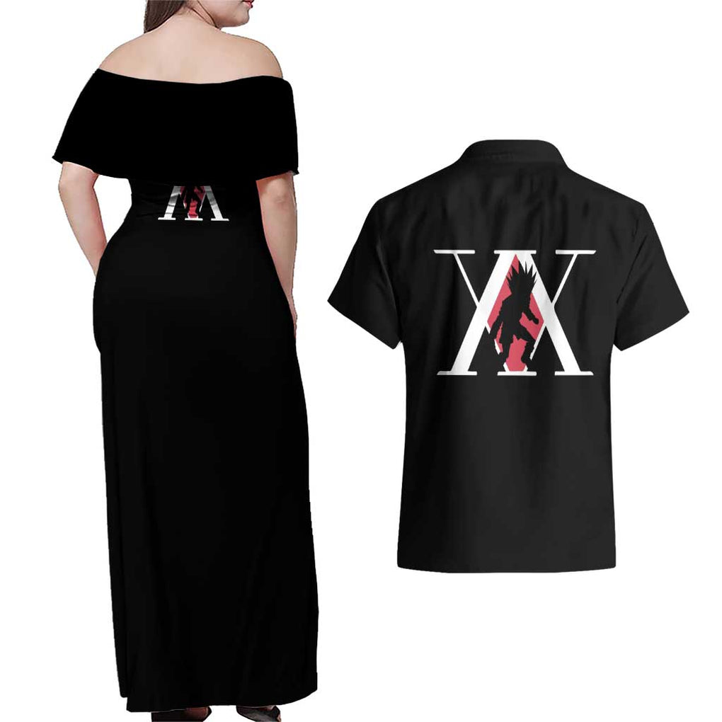 Gon - Hunter X Hunter Couples Matching Off Shoulder Maxi Dress and Hawaiian Shirt Anime Style