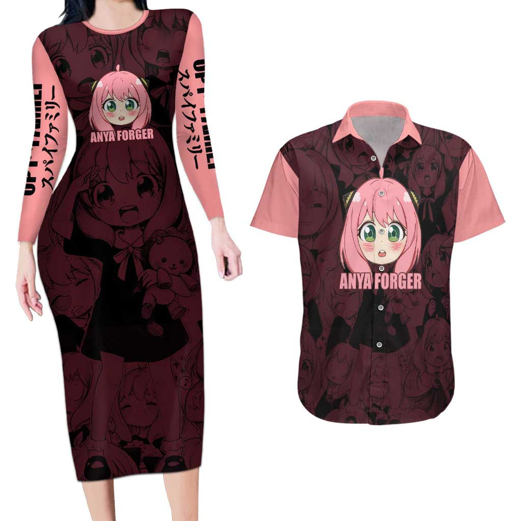 Anya - Spy x Family Couples Matching Long Sleeve Bodycon Dress and Hawaiian Shirt Anime Style