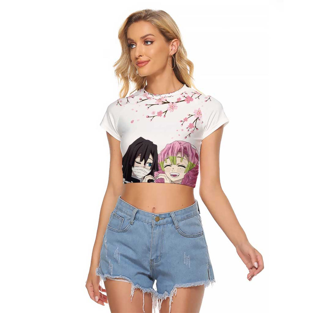 Mutsuri And Obanai - Demon Slayer Raglan Cropped T Shirt Anime Style