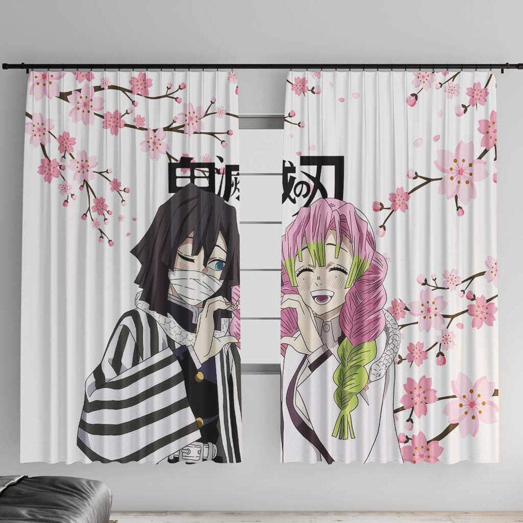 Mutsuri And Obanai - Demon Slayer Window Curtain Anime Style