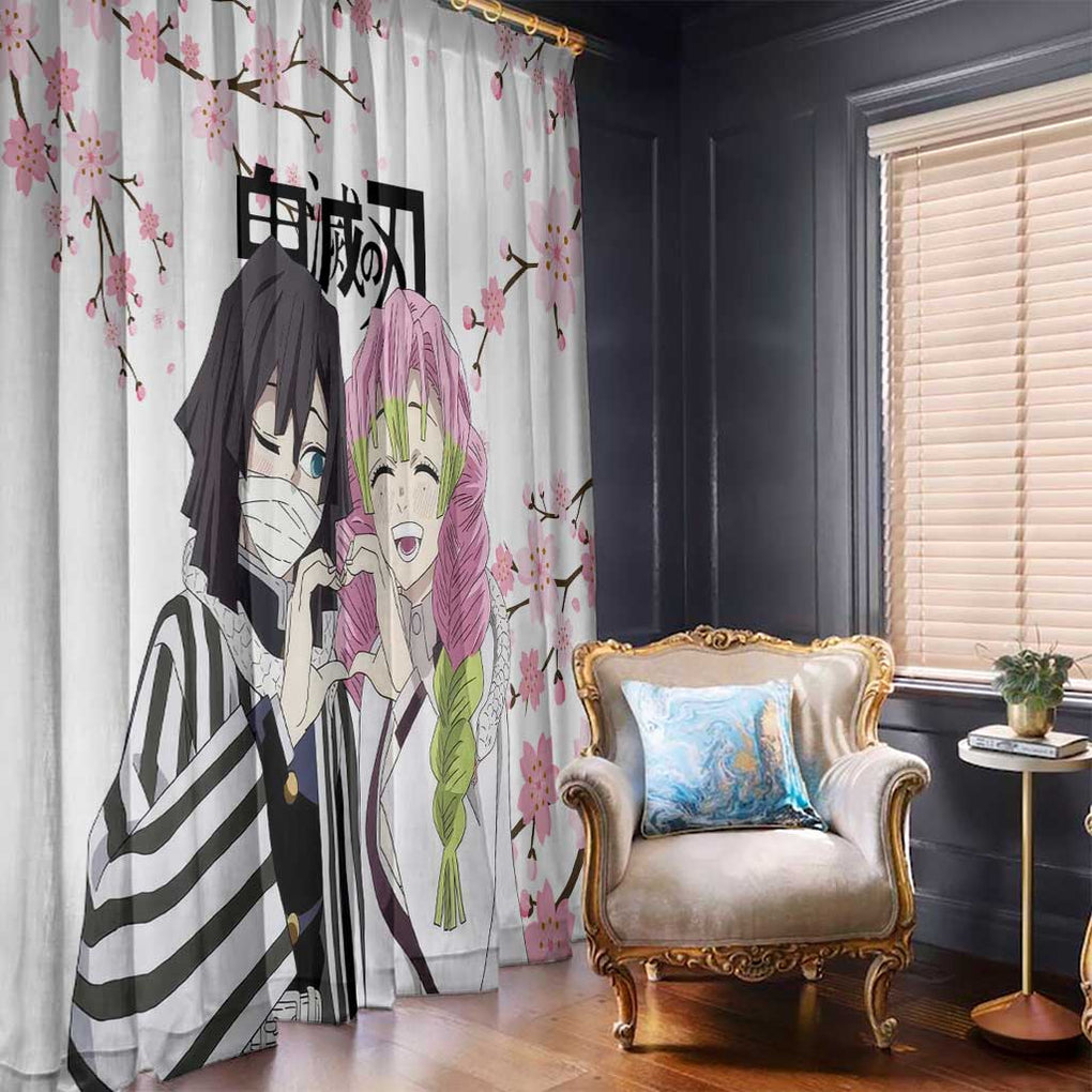 Mutsuri And Obanai - Demon Slayer Window Curtain Anime Style