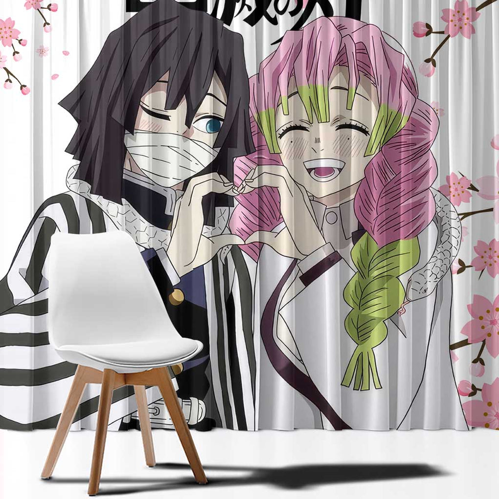 Mutsuri And Obanai - Demon Slayer Window Curtain Anime Style