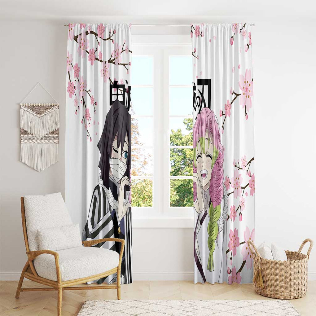 Mutsuri And Obanai - Demon Slayer Window Curtain Anime Style