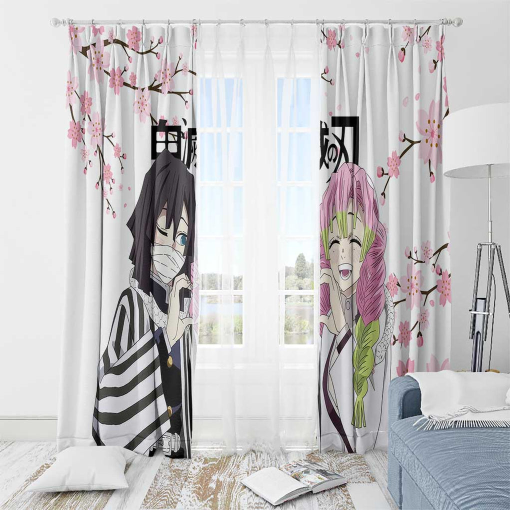 Mutsuri And Obanai - Demon Slayer Window Curtain Anime Style