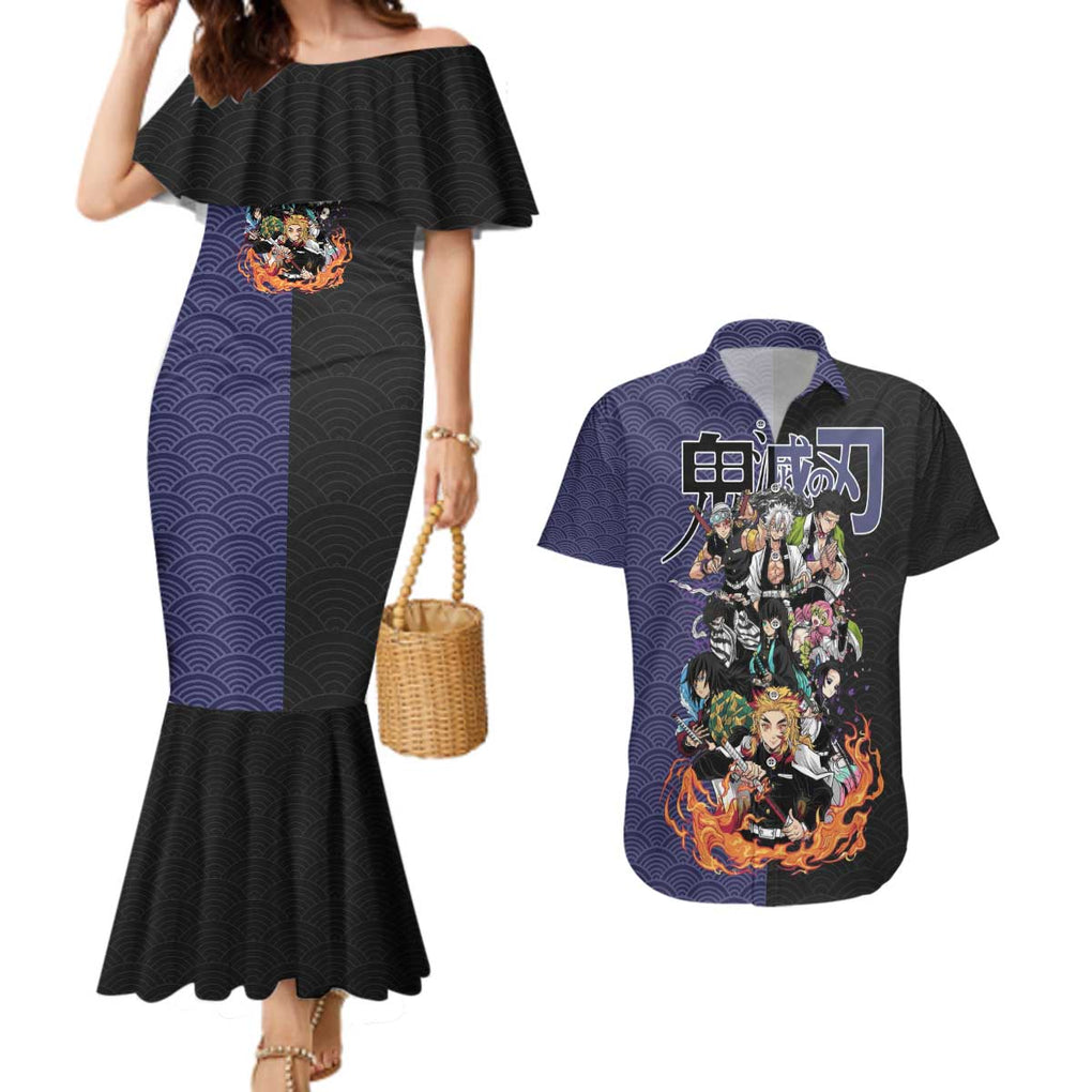 Hashira Team - Demon Slayer Couples Matching Mermaid Dress and Hawaiian Shirt Anime Style