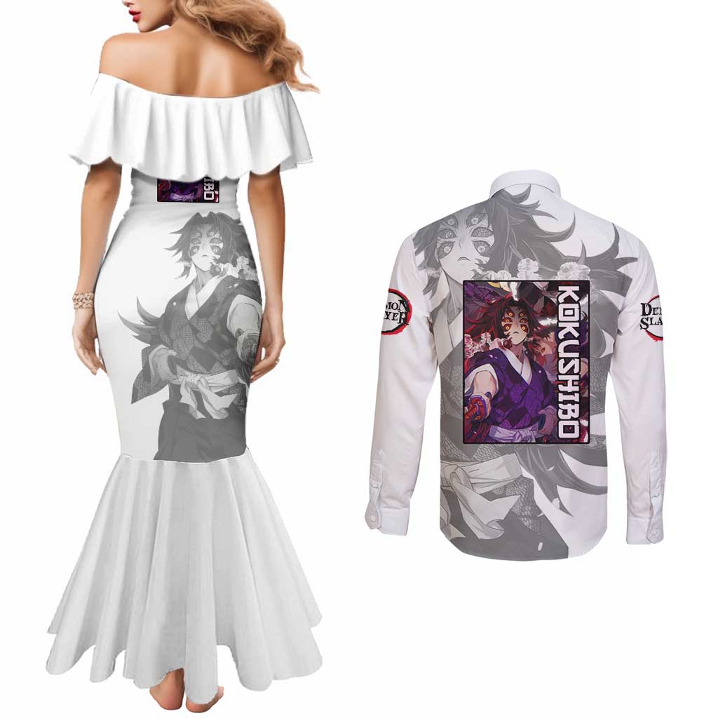 Kokushibo - Kimesu No Yaiba Couples Matching Mermaid Dress and Long Sleeve Button Shirt Japan Anime Style TS04