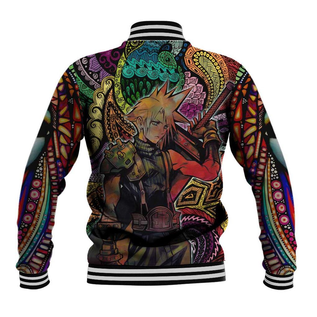 Trippy Cloud Strife Final Fantasy 7 Baseball Jacket Trippy Style