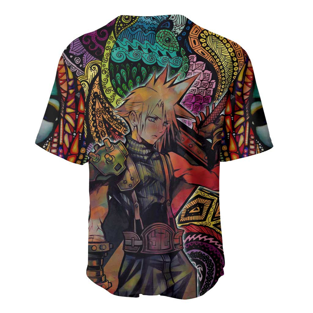 Trippy Cloud Strife Final Fantasy 7 Baseball Jersey Trippy Style