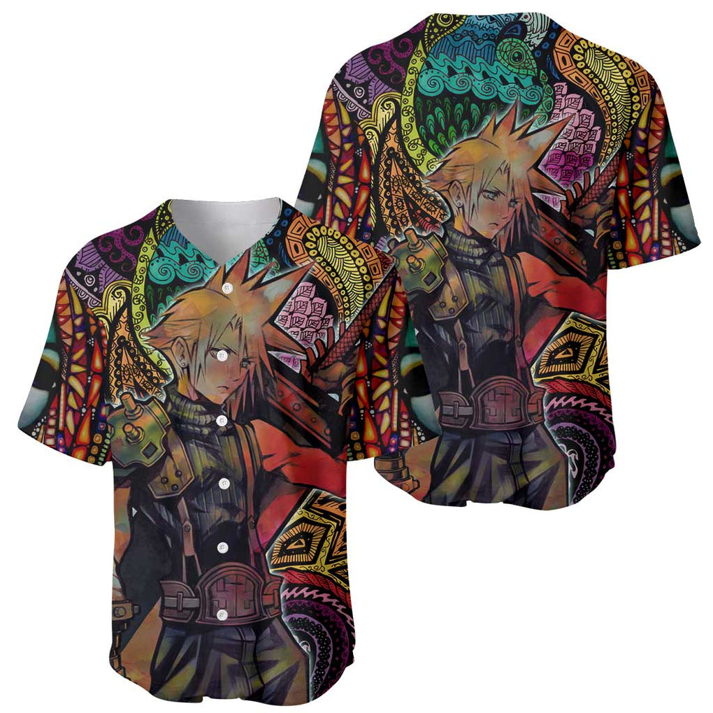 Trippy Cloud Strife Final Fantasy 7 Baseball Jersey Trippy Style