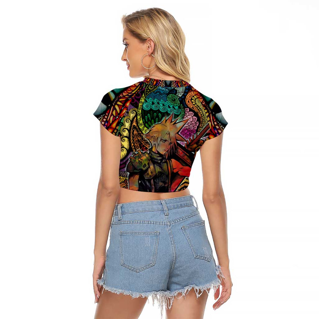 Trippy Cloud Strife Final Fantasy 7 Raglan Cropped T Shirt Trippy Style
