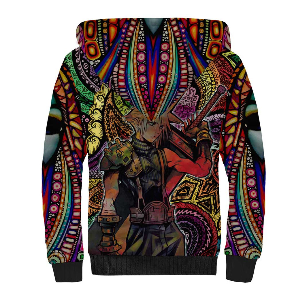 Trippy Cloud Strife Final Fantasy 7 Sherpa Hoodie Trippy Style