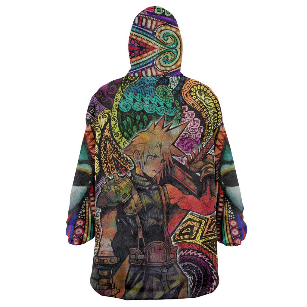 Trippy Cloud Strife Final Fantasy 7 Wearable Blanket Hoodie Trippy Style