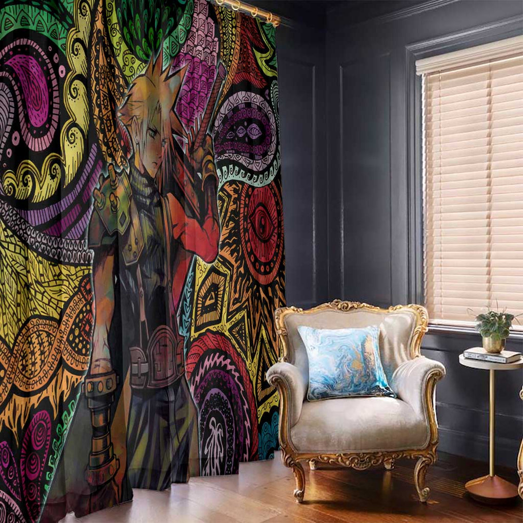 Trippy Cloud Strife Final Fantasy 7 Window Curtain Trippy Style