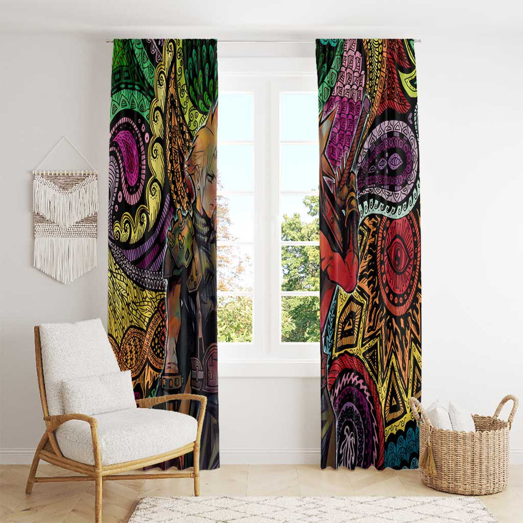 Trippy Cloud Strife Final Fantasy 7 Window Curtain Trippy Style