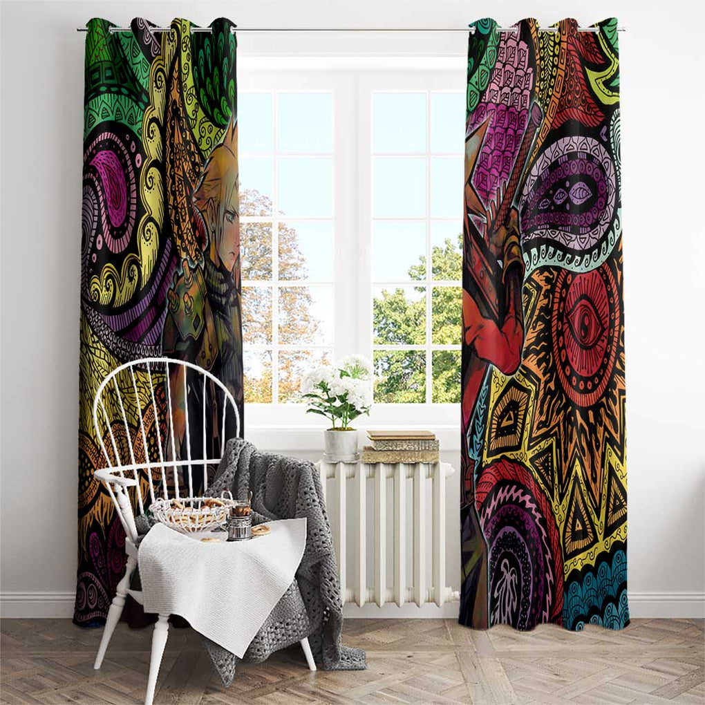 Trippy Cloud Strife Final Fantasy 7 Window Curtain Trippy Style