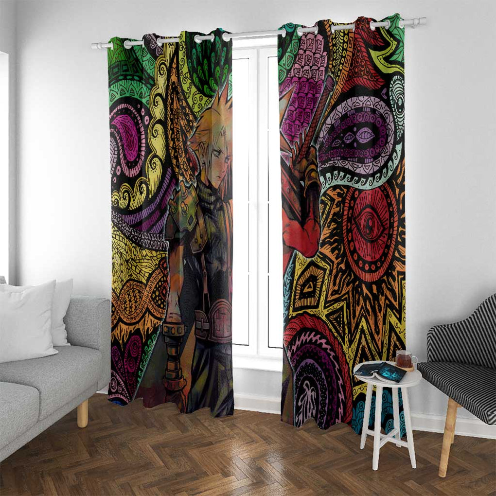 Trippy Cloud Strife Final Fantasy 7 Window Curtain Trippy Style