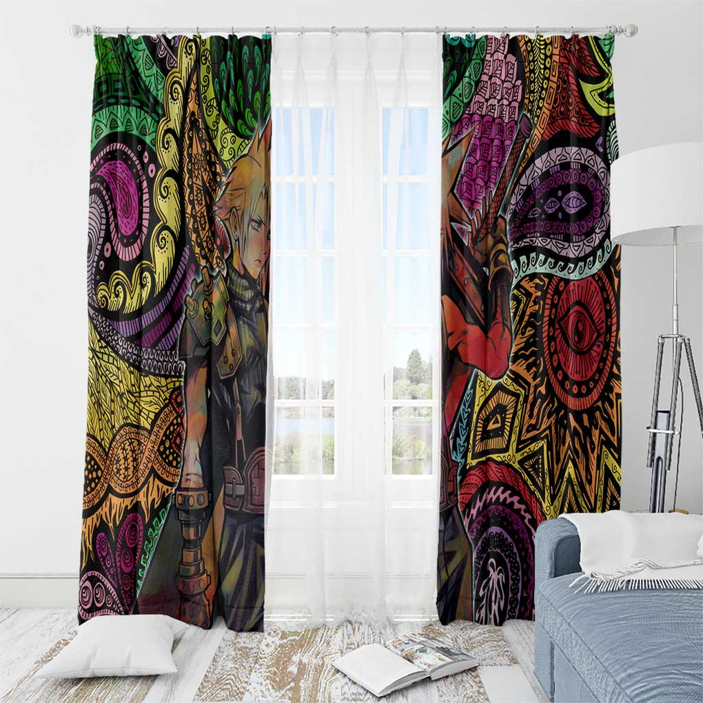 Trippy Cloud Strife Final Fantasy 7 Window Curtain Trippy Style
