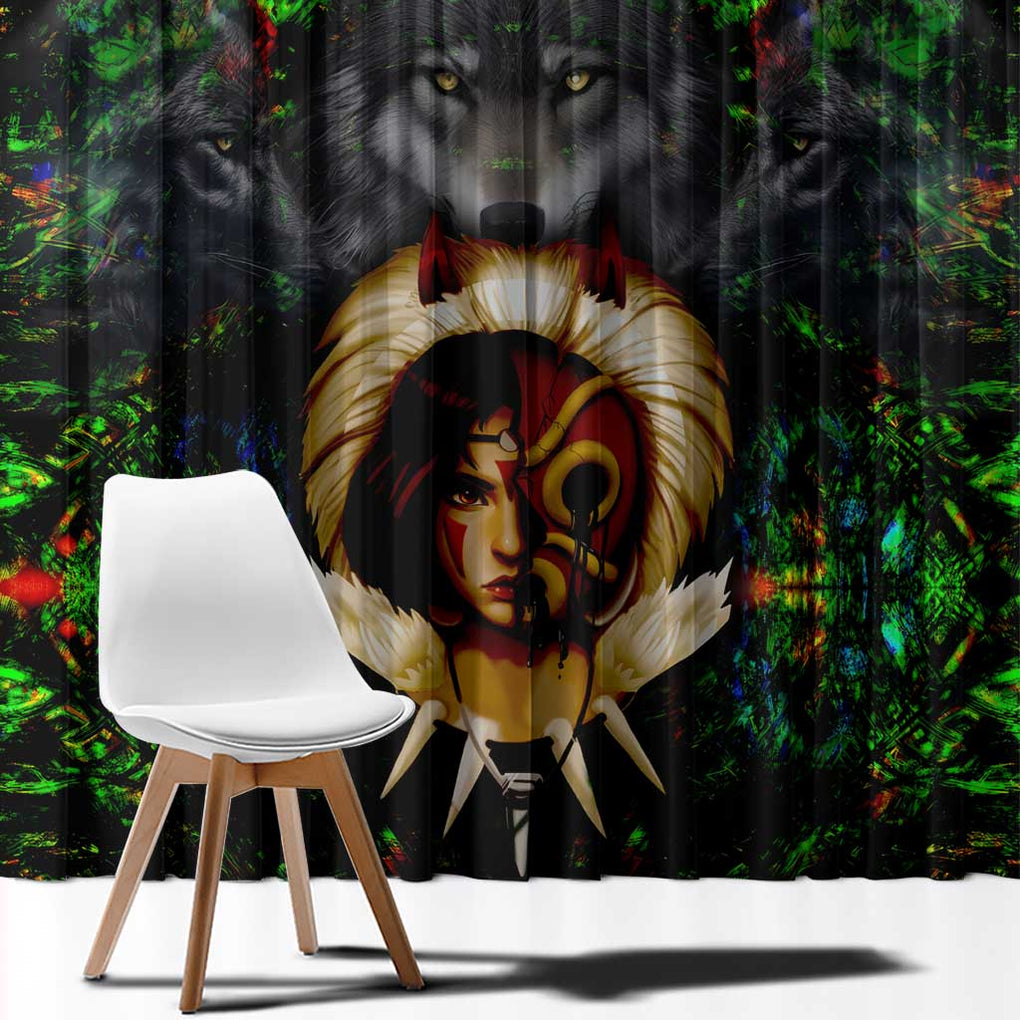 Trippy Princess Mononoke Studio Ghibli Window Curtain Trippy Style