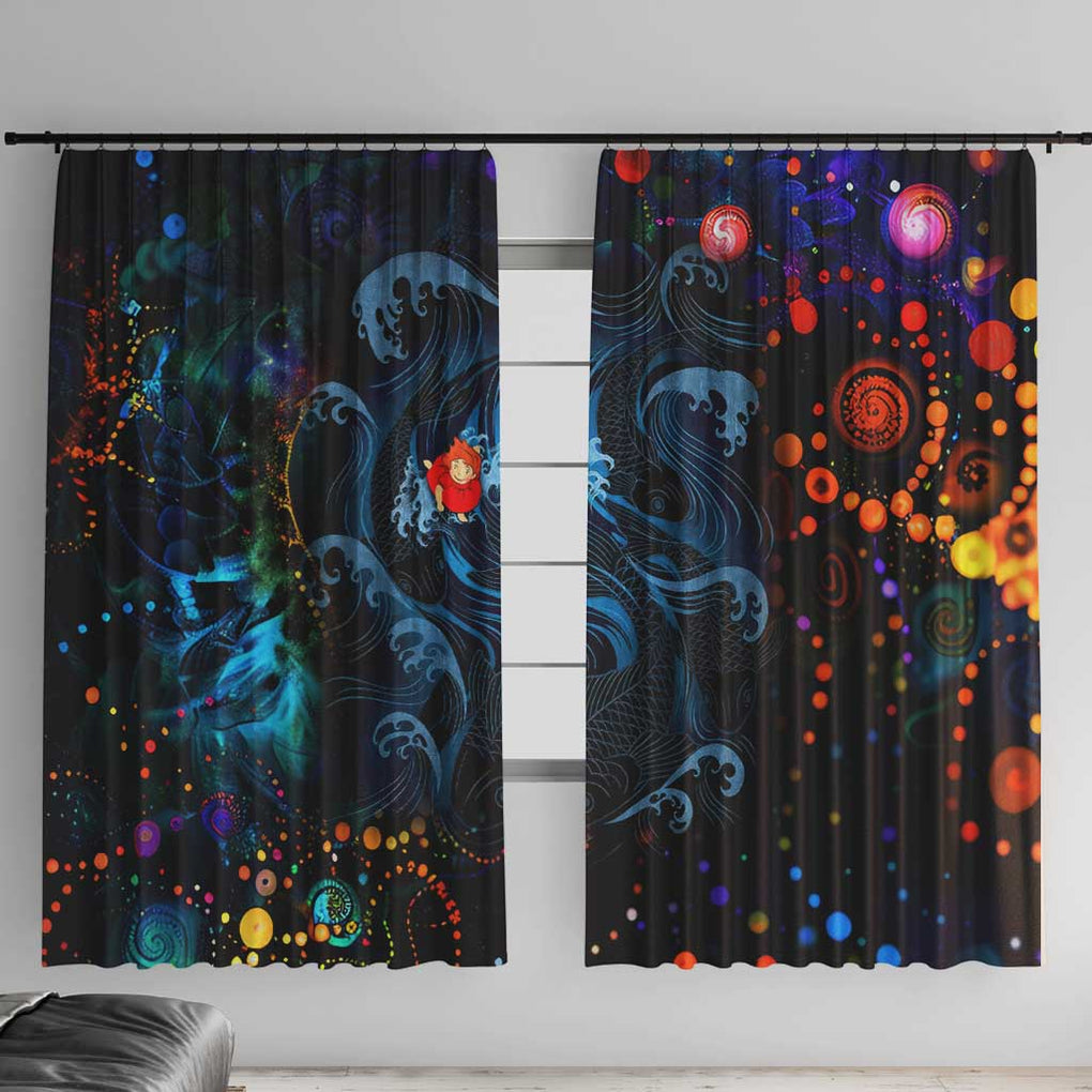 Sea Creatures Ponyo Studio Ghibli Window Curtain Trippy Style