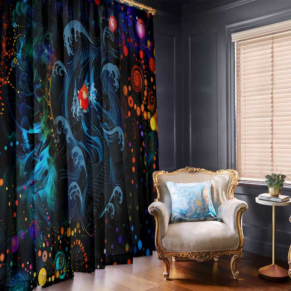 Sea Creatures Ponyo Studio Ghibli Window Curtain Trippy Style